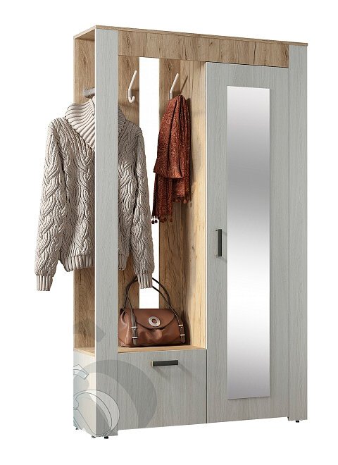 Прихожая Франк (Мебелони) Ясень белый / Крафт