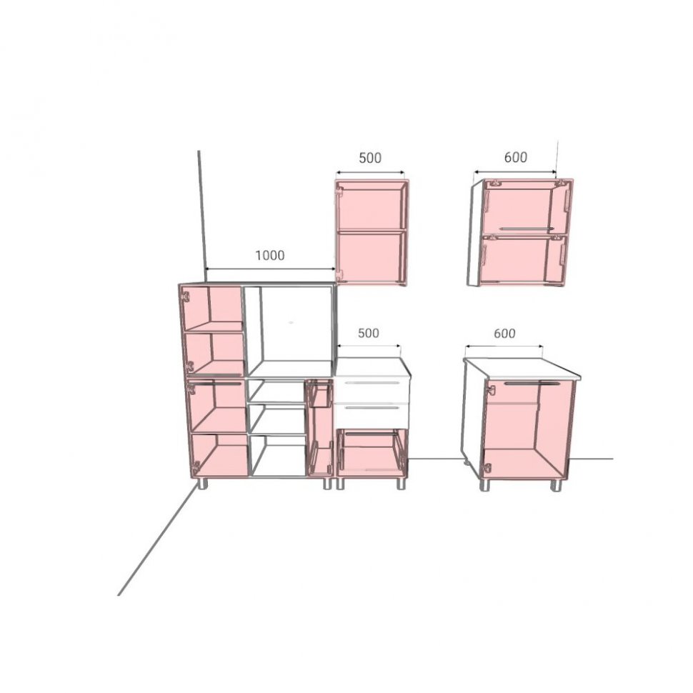 Кухня Этна 2,1 м. Комплект, софт грей