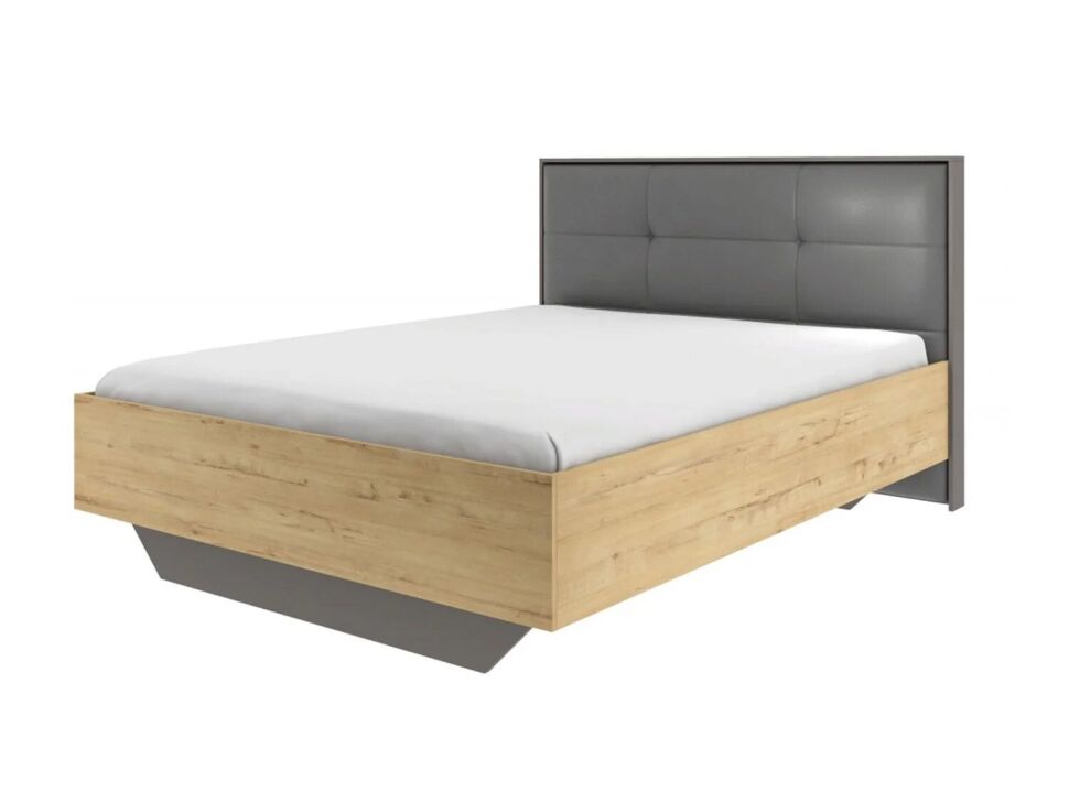 Бруно 73 Кровать с основанием 1600 Дуб Вотан / Серый графит