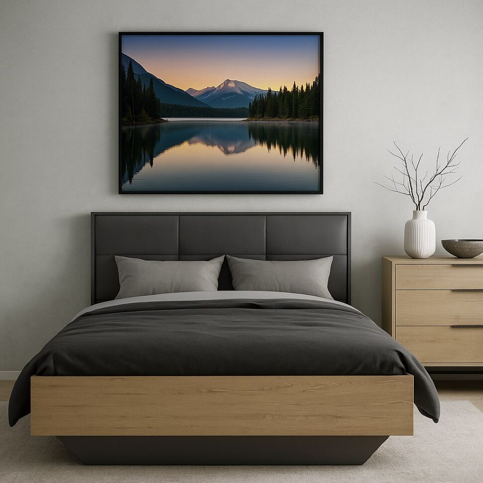 Бруно 73 Кровать с основанием 1600 Дуб Вотан / Серый графит