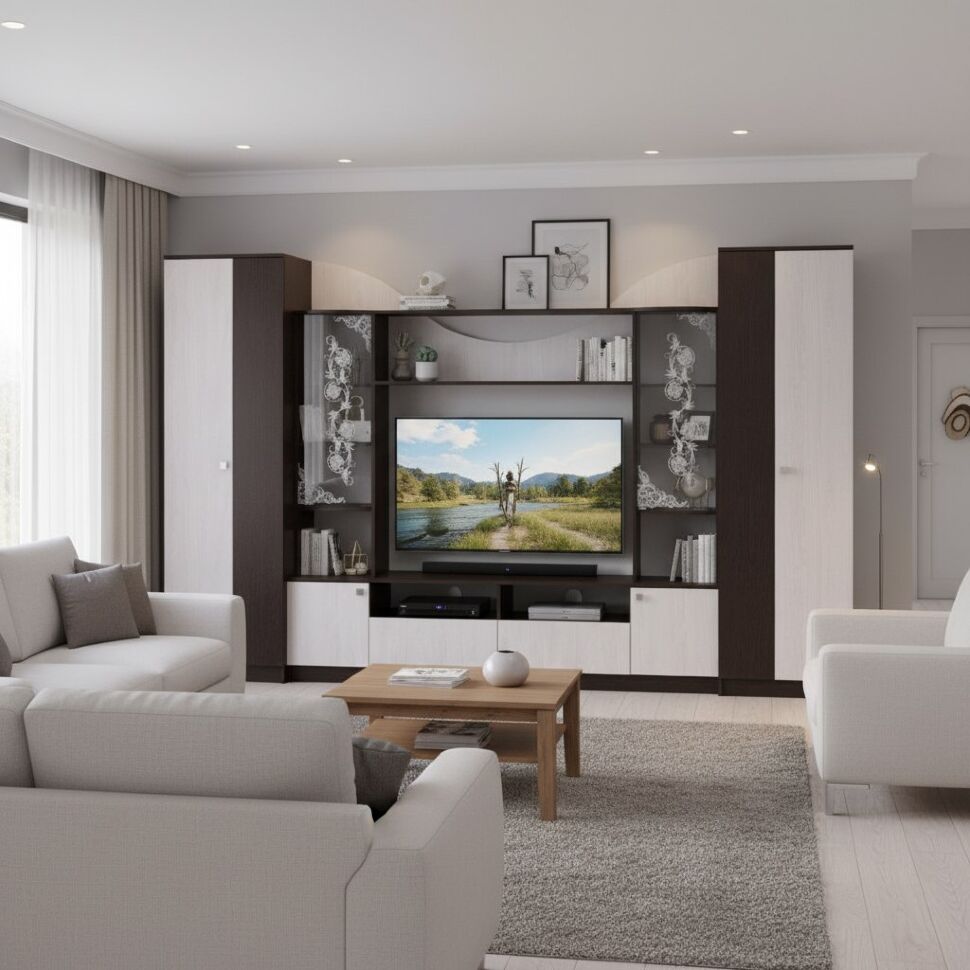 Мебель для гостиной МГС 8 / Венге/Ясень анкор светлый