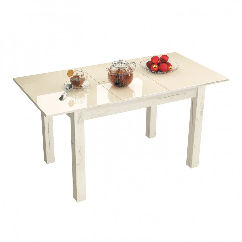 Стол обеденный раскладной Бруно 60 (ТЭКС) Крафт белый/Лакобель ваниль