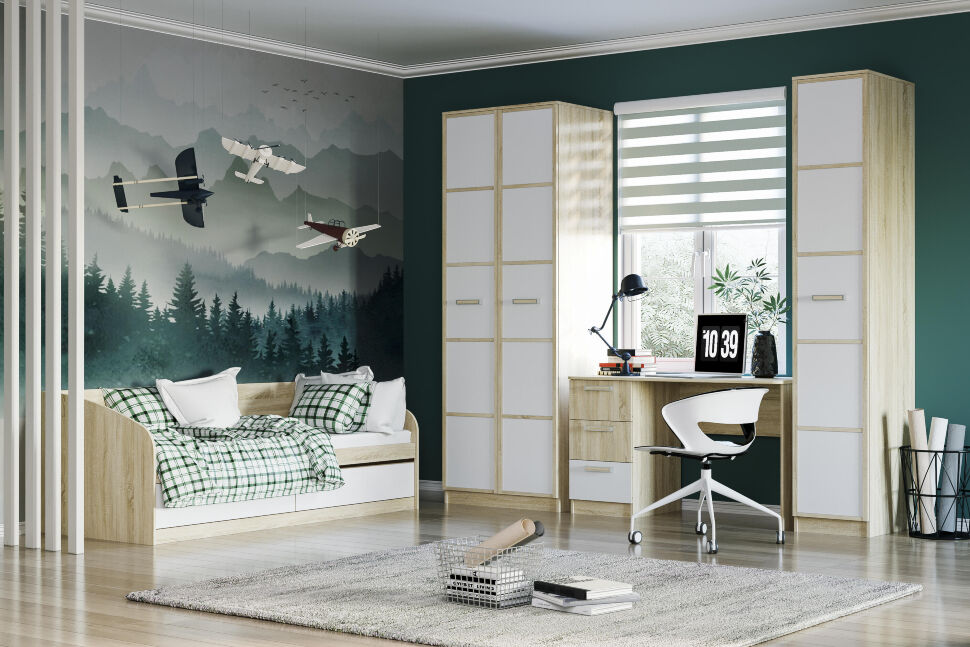 НМ 041.50-01 кровать Фанк Дуб сонома/белый скандинавский