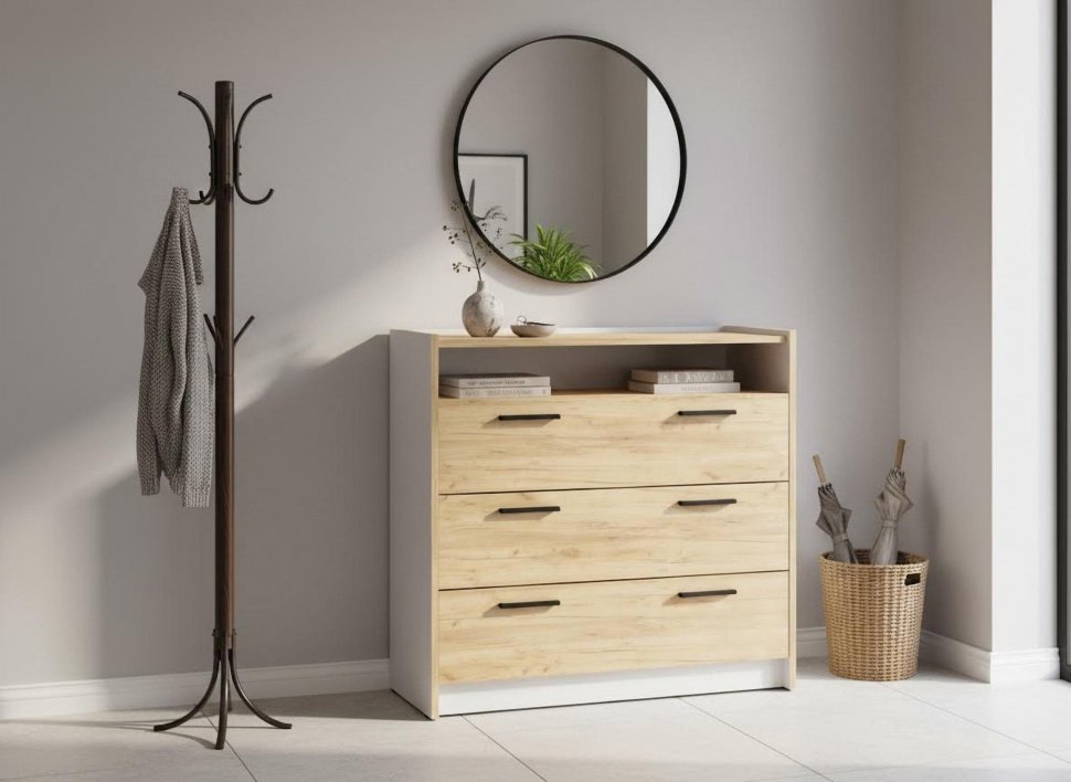 НМ 011.04 Комод Оттавия Белый/Дуб золотой