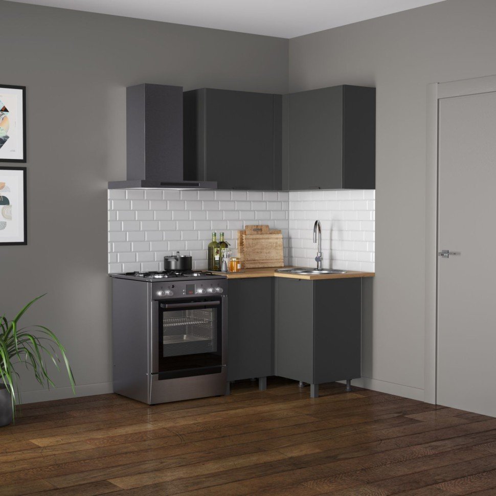 Кухня Венера угловая 1000 х 1000 Диамант серый