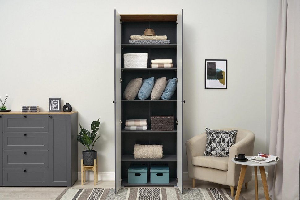 Остин Шкаф 16.307 графит/дуб золотой