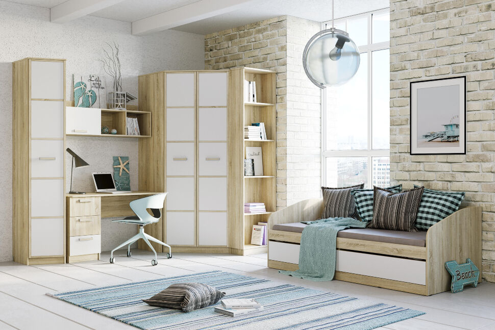 НМ 041.50 кровать Фанк Дуб сонома/белый скандинавский