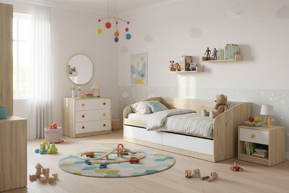 НМ 041.50 кровать Фанк Дуб сонома/белый скандинавский