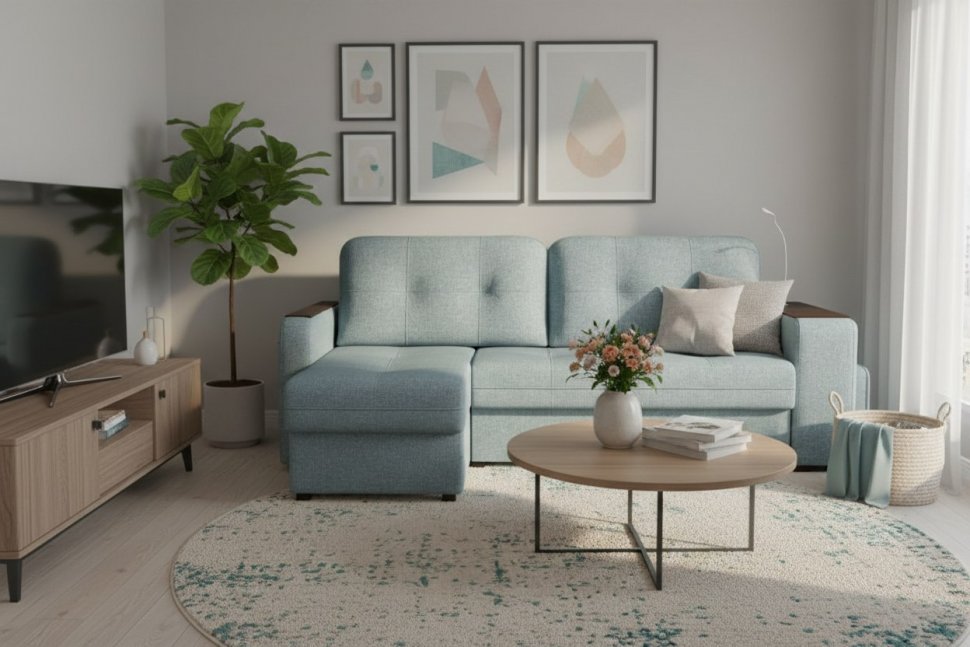 Диван угловой Smart 4 Б3-1Пф-2Т-Б4 Рогожка Sherlock 975