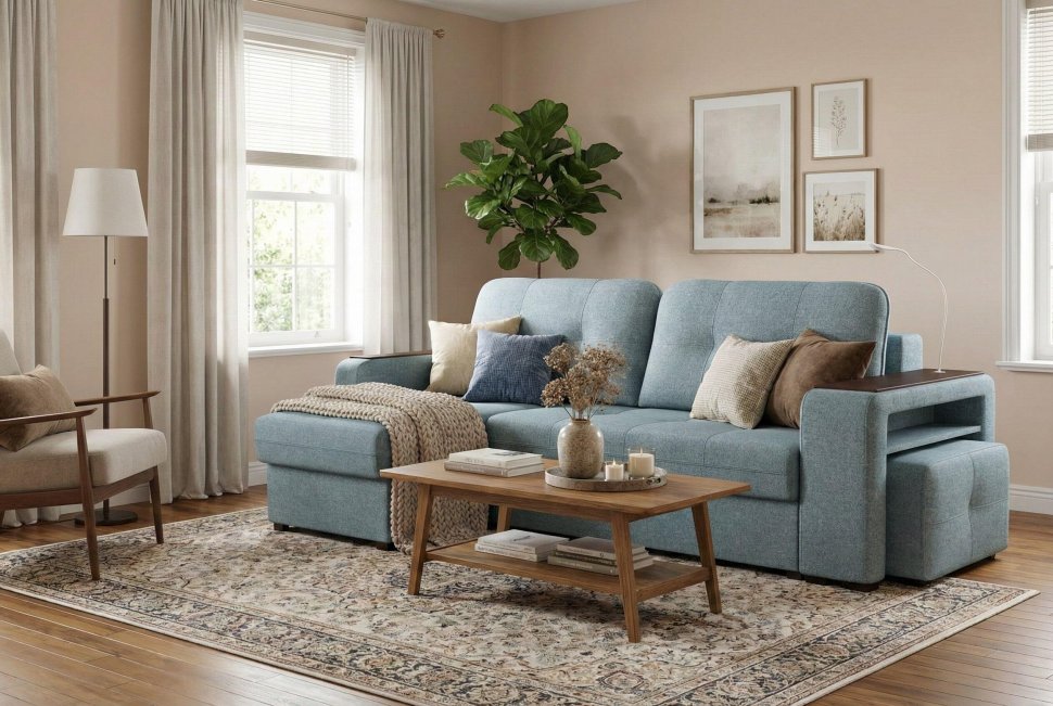 Диван угловой Smart 4 Б3-1Пф-2Т-Б4 Рогожка Sherlock 975