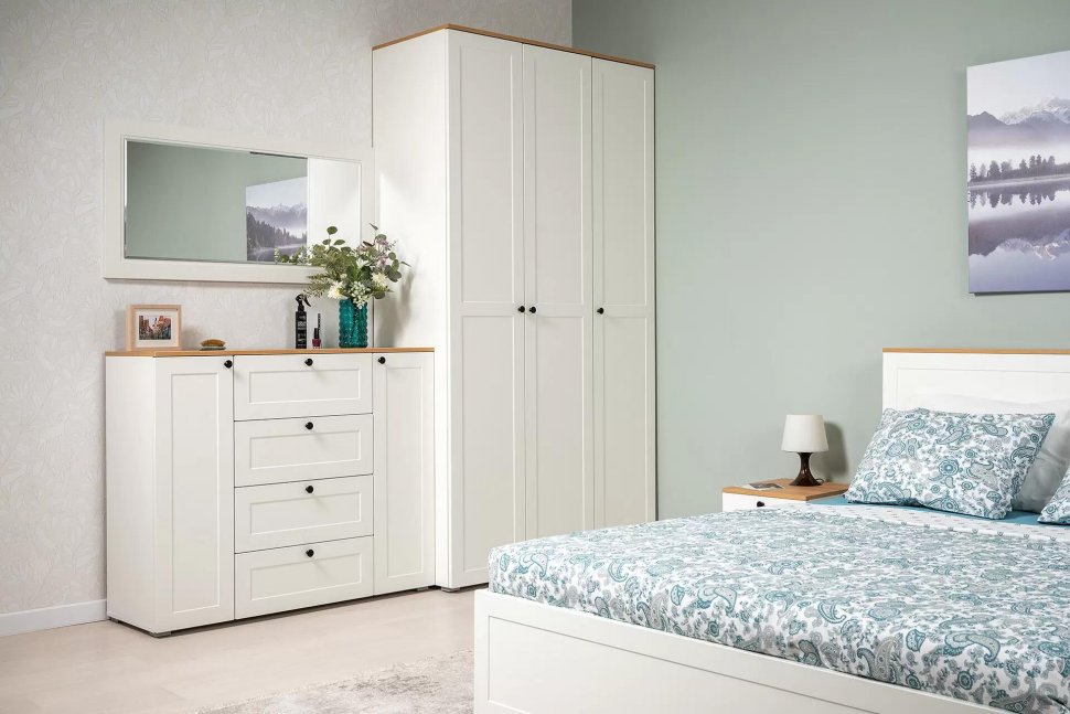 Остин Шкаф для одежды 13.336.02 белый/дуб золотой