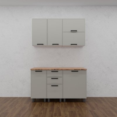 Кухня Аленушка 1,4 м с ящ. Магнолия Керамика,скоба черный,сонома