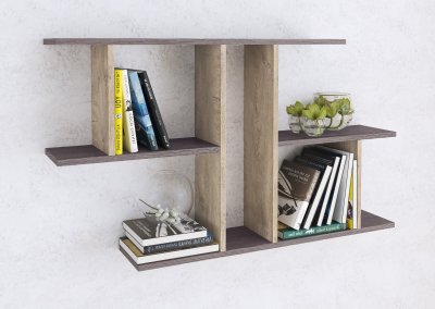 Полка навесная ПН-4 (ТЭКС) Ясень анкор темный / Дуб эндгрейн