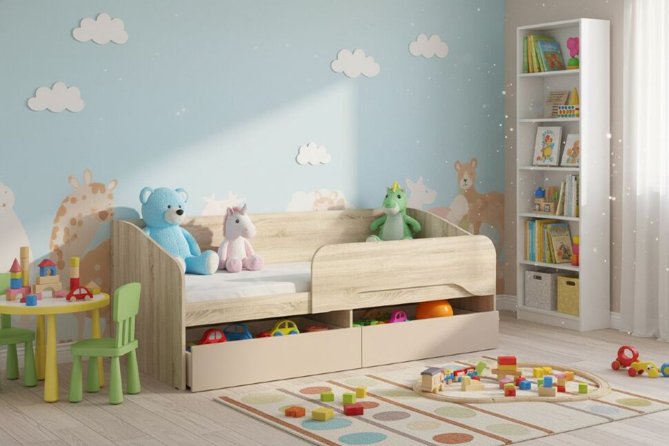 НМ 041.54-01 кровать Акварель Дуб Сонома/Капучино