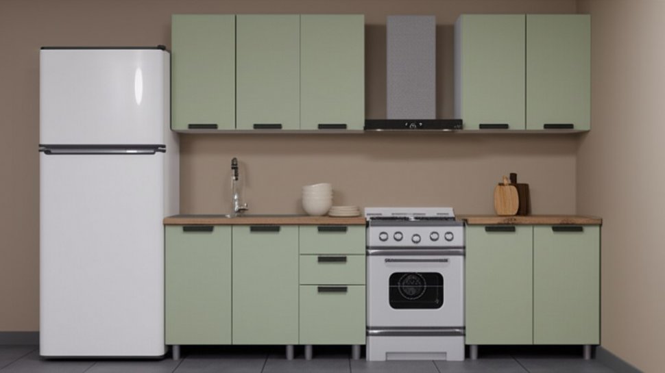 Кухня Аленушка 2 м Лаванда Фисташка/Фисташка,скоба черный,сонома