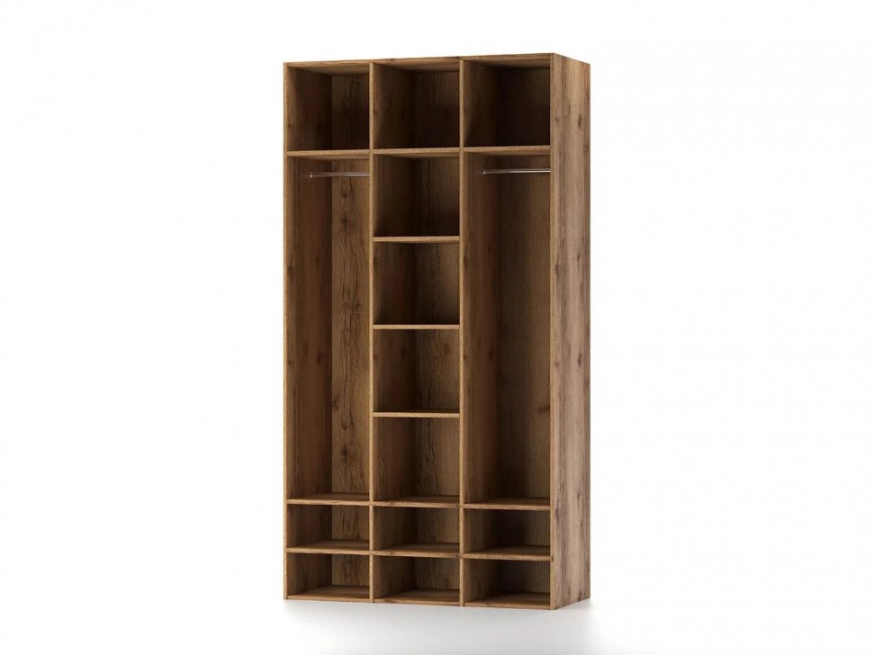 Харди шкаф трехдверный со стеклом Дуб Делано Темный / Грин софт