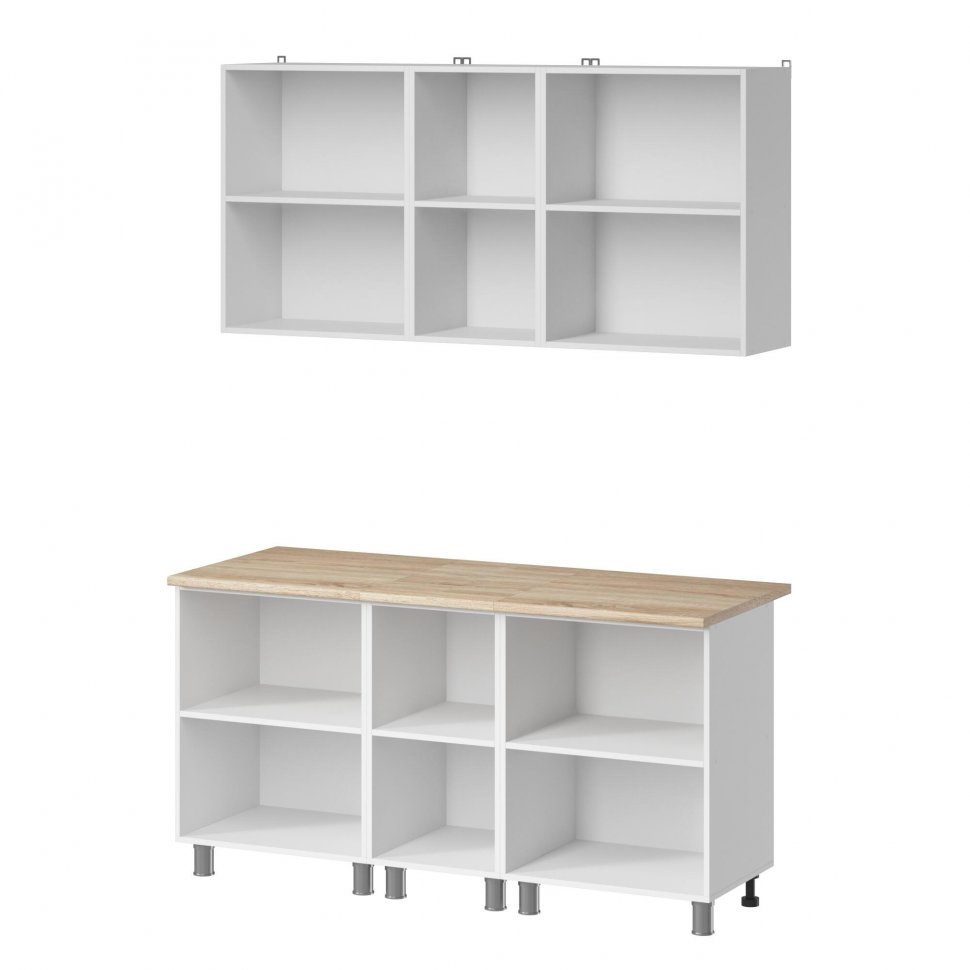 Кухня Аленушка 1,6м в.3 Магнолия Кашемир,скоба черный,сонома