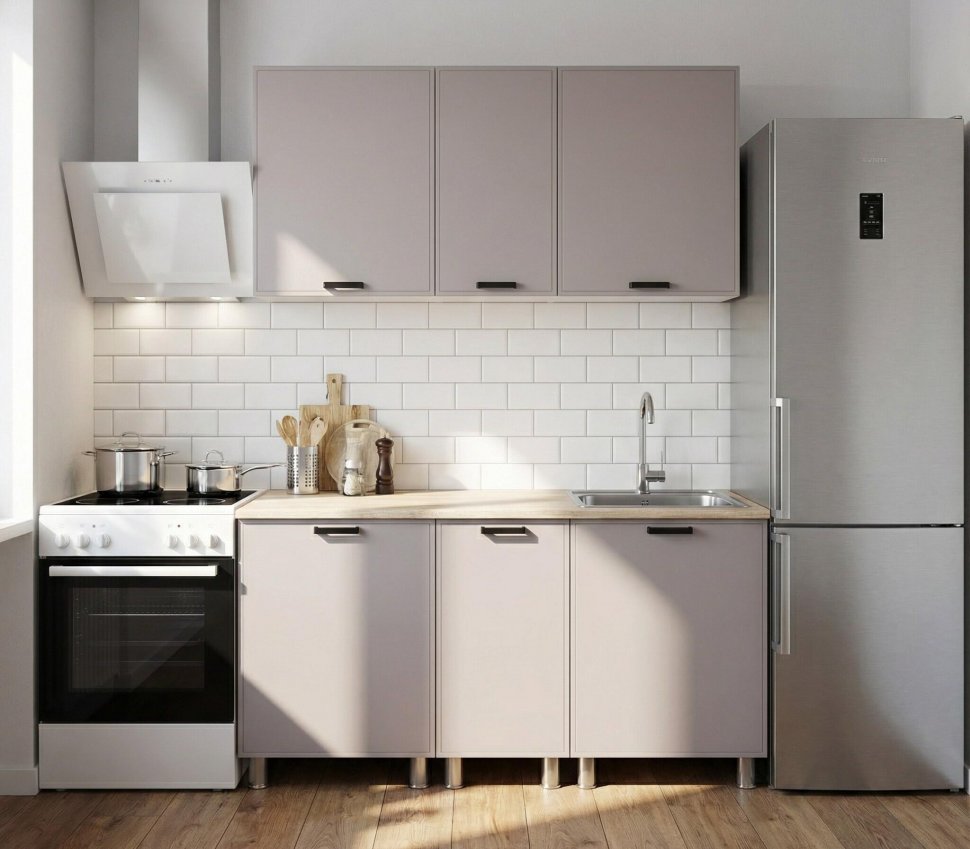 Кухня Аленушка 1,6м в.3 Магнолия Кашемир,скоба черный,сонома