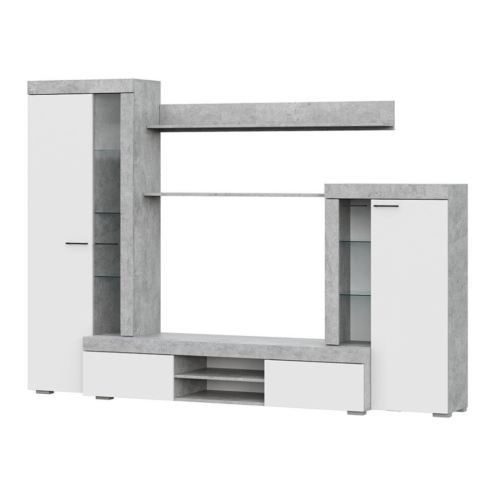 Мебель для гостиной МГС 5 / Цемент светлый/Белый