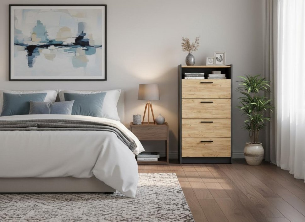 НМ 011.03 Комод Оттавия Антрацит/Дуб золотой