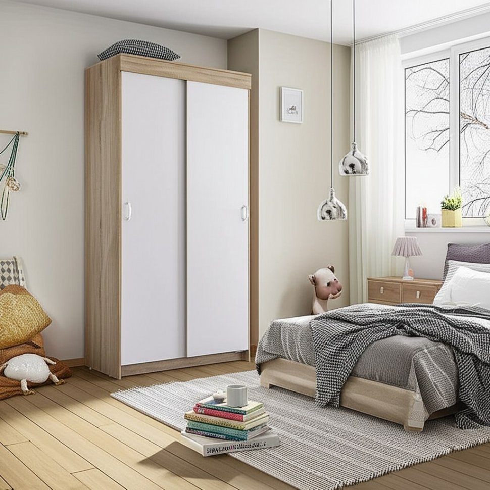 Шкаф-купе Бассо 1000 Дуб сонома/Белый