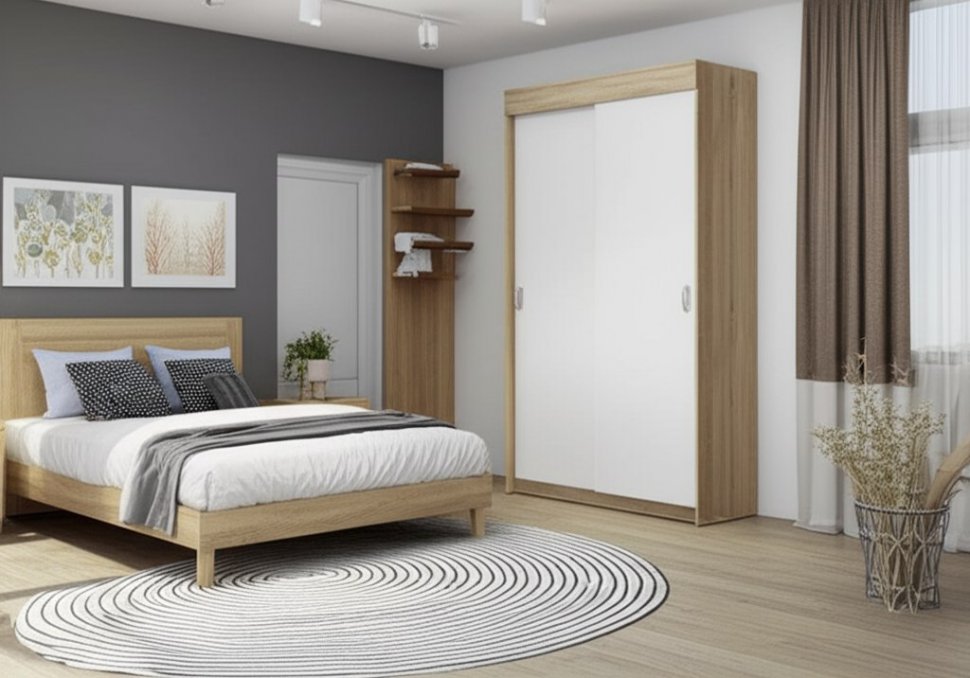 Шкаф-купе Бассо 1000 Дуб сонома/Белый