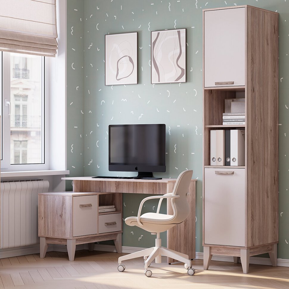 Шкаф-пенал Скандика ПН-14 (Дуб смоки / Кашемир)