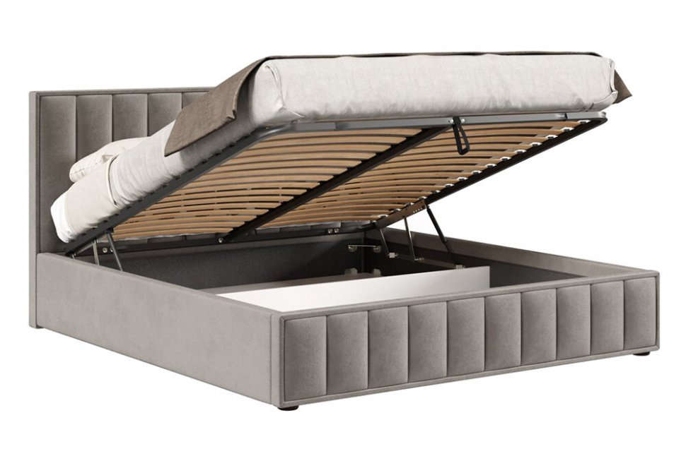 Мягкая кровать 200х200 Анкона (Пепел) с подъёмным механизмом