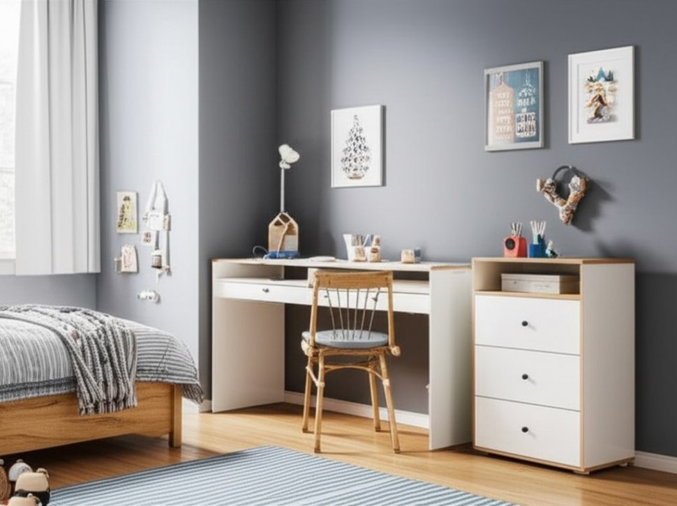 Вуди Комод 13.293 белый/дуб золотой