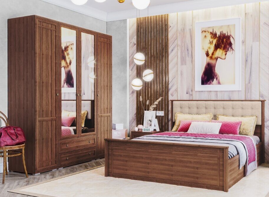 Кровать 160х200 Ричард РКР-2 DOMANI с настилом из ДСП (Орех Донской)