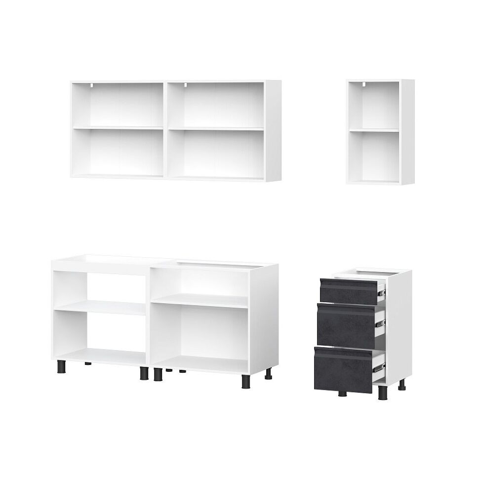 Кухня Вельвет 2 м (без столешницы), Белый, Бетон графит