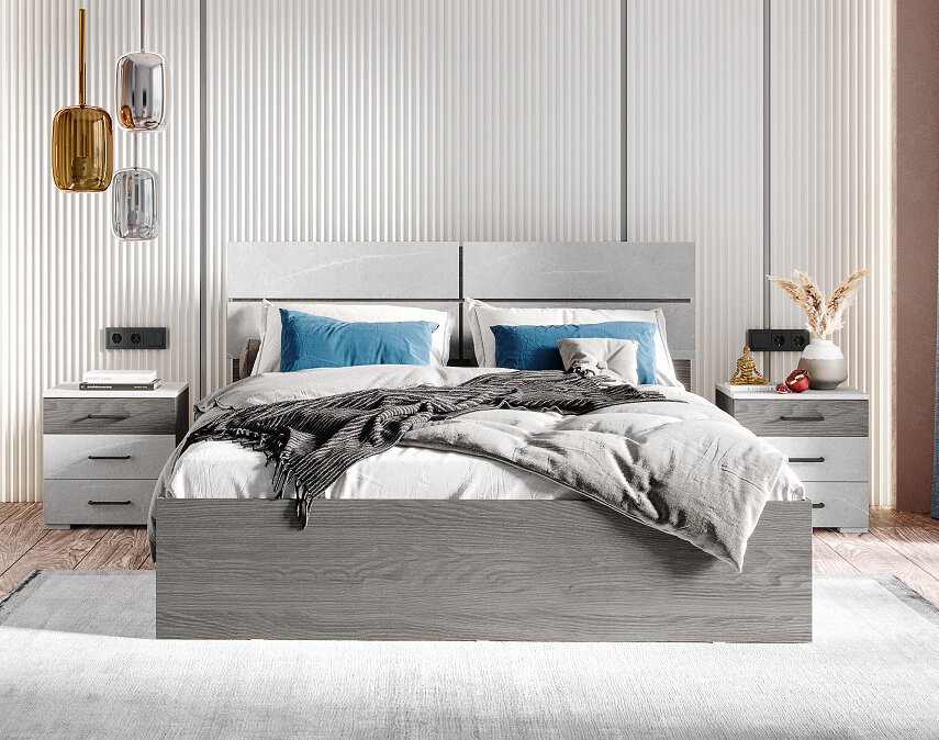 Кровать 140х200 Теана с настилом из ЛДСП (ТЭКС) Ясень Анкор темный