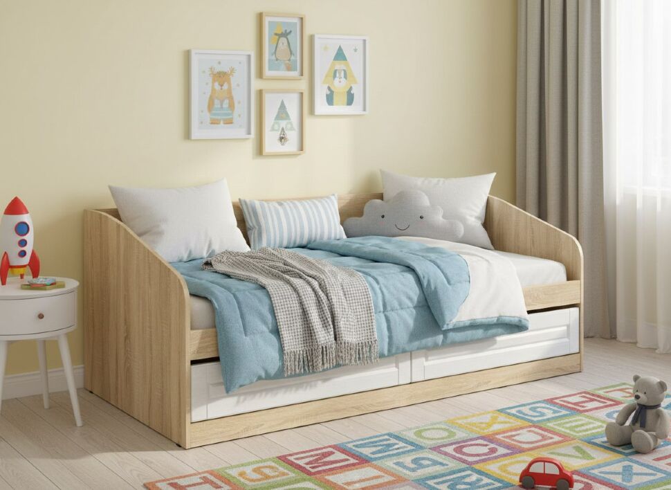 НМ 041.50-01 кровать Оливия Дуб Сонома/белое дерево