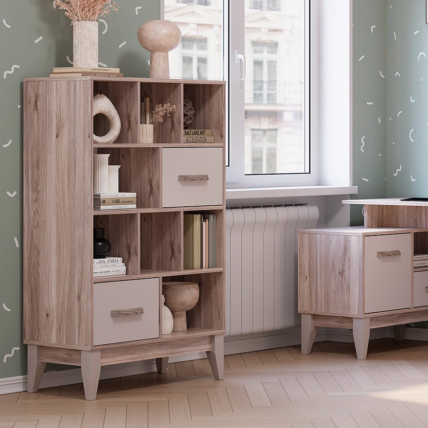 Стеллаж Скандика С-04 (Дуб смоки / Кашемир)