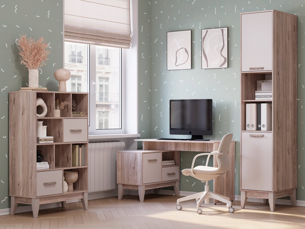 Стеллаж Скандика С-04 (Дуб смоки / Кашемир)