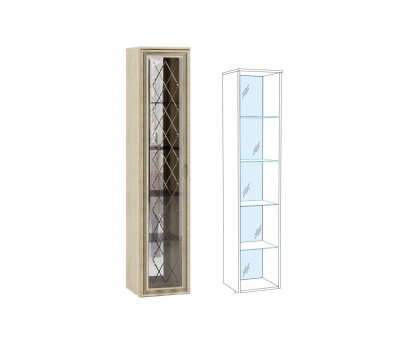 Шкаф-пенал витрина ЛШ-7 (надставной) Ливорно DOMANI (Дуб Сонома)