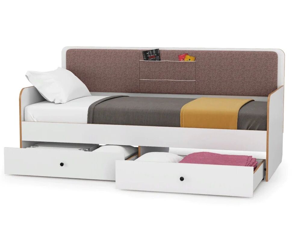 Вуди Кровать 11.02 белый/дуб золотой