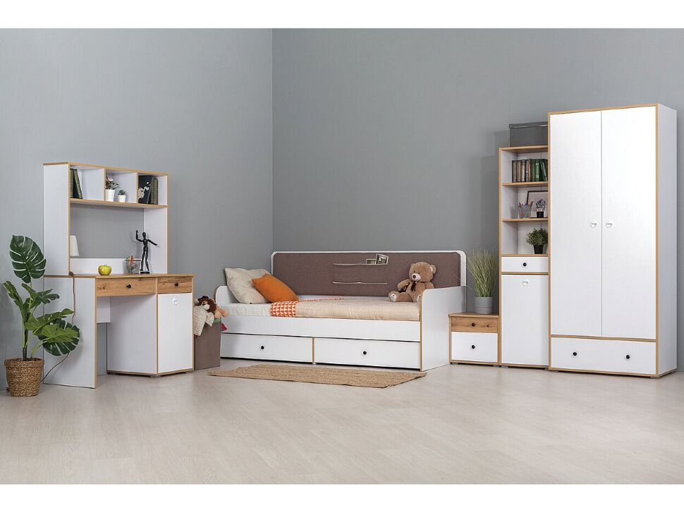 Вуди Кровать 11.02 белый/дуб золотой
