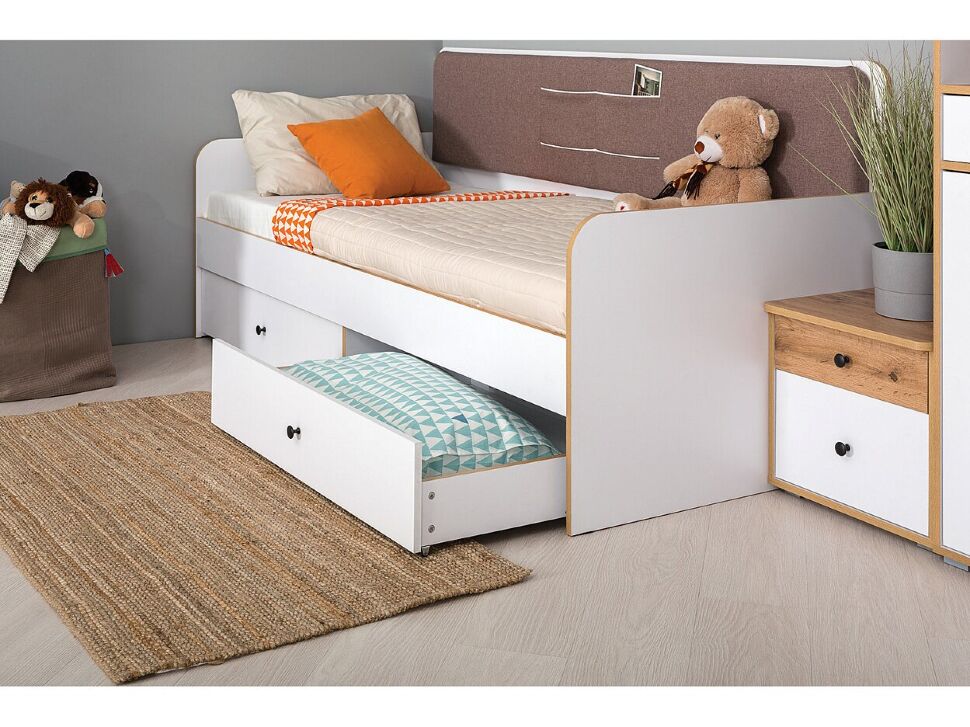 Вуди Кровать 11.02 белый/дуб золотой