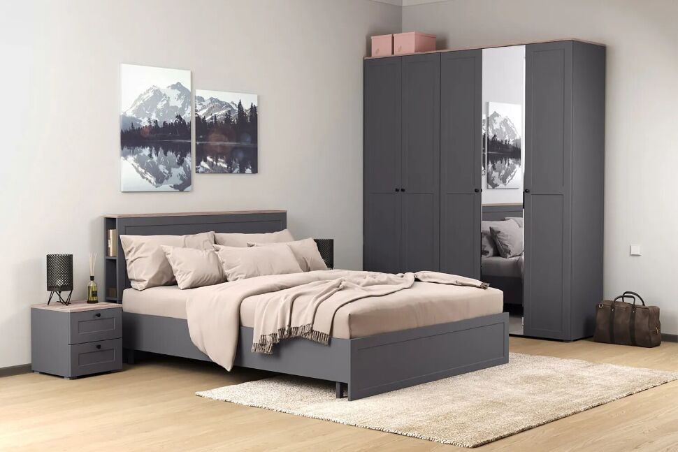 Остин Шкаф для одежды 13.336.03 графит/дуб золотой