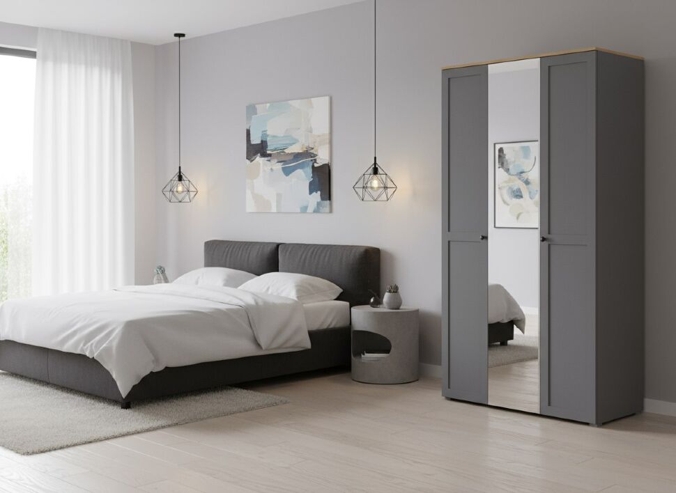 Остин Шкаф для одежды 13.336.03 графит/дуб золотой