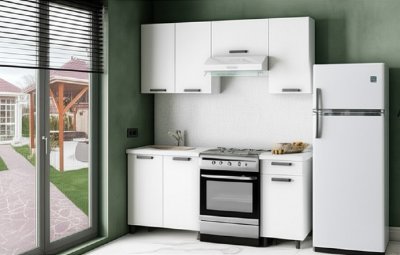 Кухня Осло 1,8 м с окапом, Карбон Фарфор