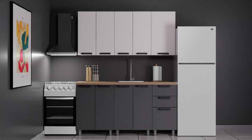 Кухня Аленушка 1,6 м Лилия Кашемир/Сталь,скоба черный,сонома