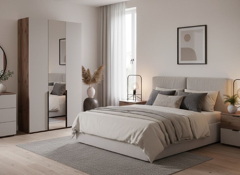 Харди шкаф трехдверный Дуб Делано Темный / Супермат Джелато