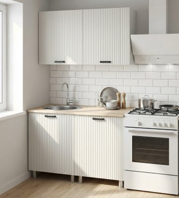 Кухня Аленушка 1,2м Лотос Молочный,скоба антрацит,сонома