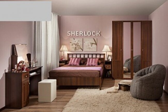 Кровать 90х200 Sherlock 50 Люкс Орех (Глазов) с основанием из металла