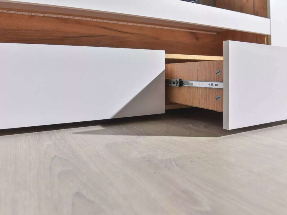 Альба тумба под ТВ Дуб Крафт золотой/Белый премиум