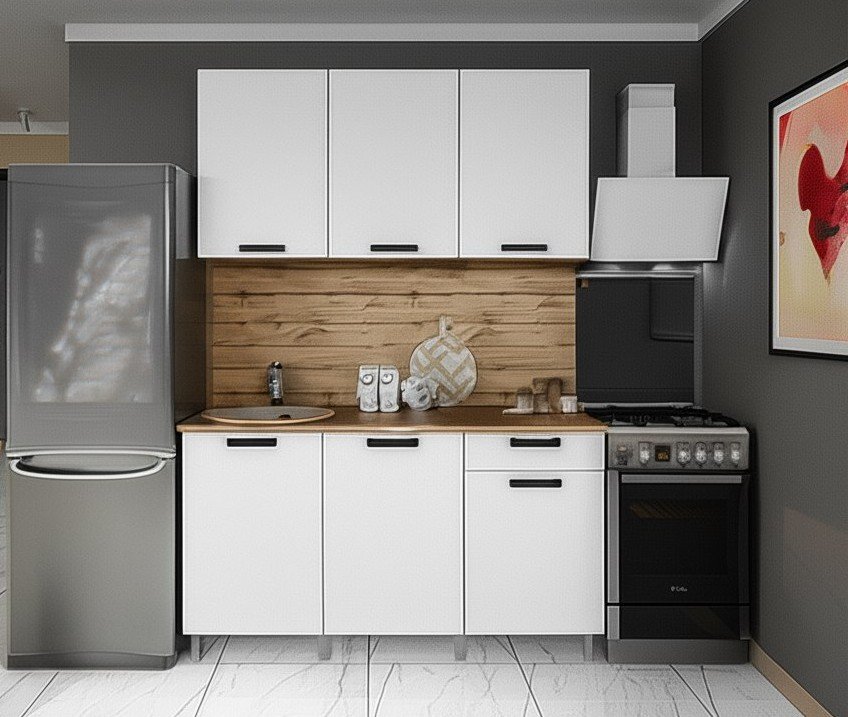 Кухня Осло 1,5 м, Карбон Фарфор