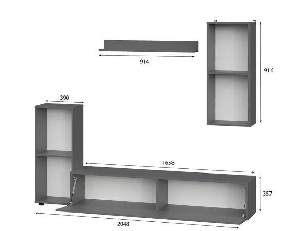 Мебель для гостиной МГС 10 / Графит серый