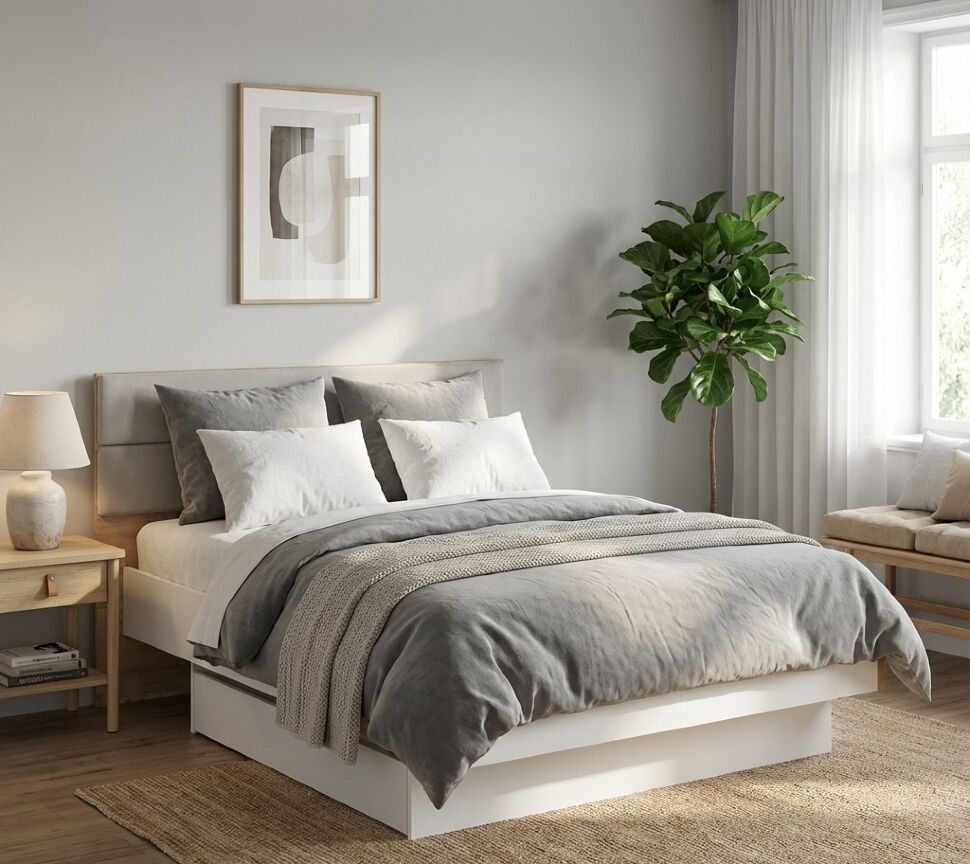 НМ 041.20 кровать Морти Дуб Бунратти/белый/серый